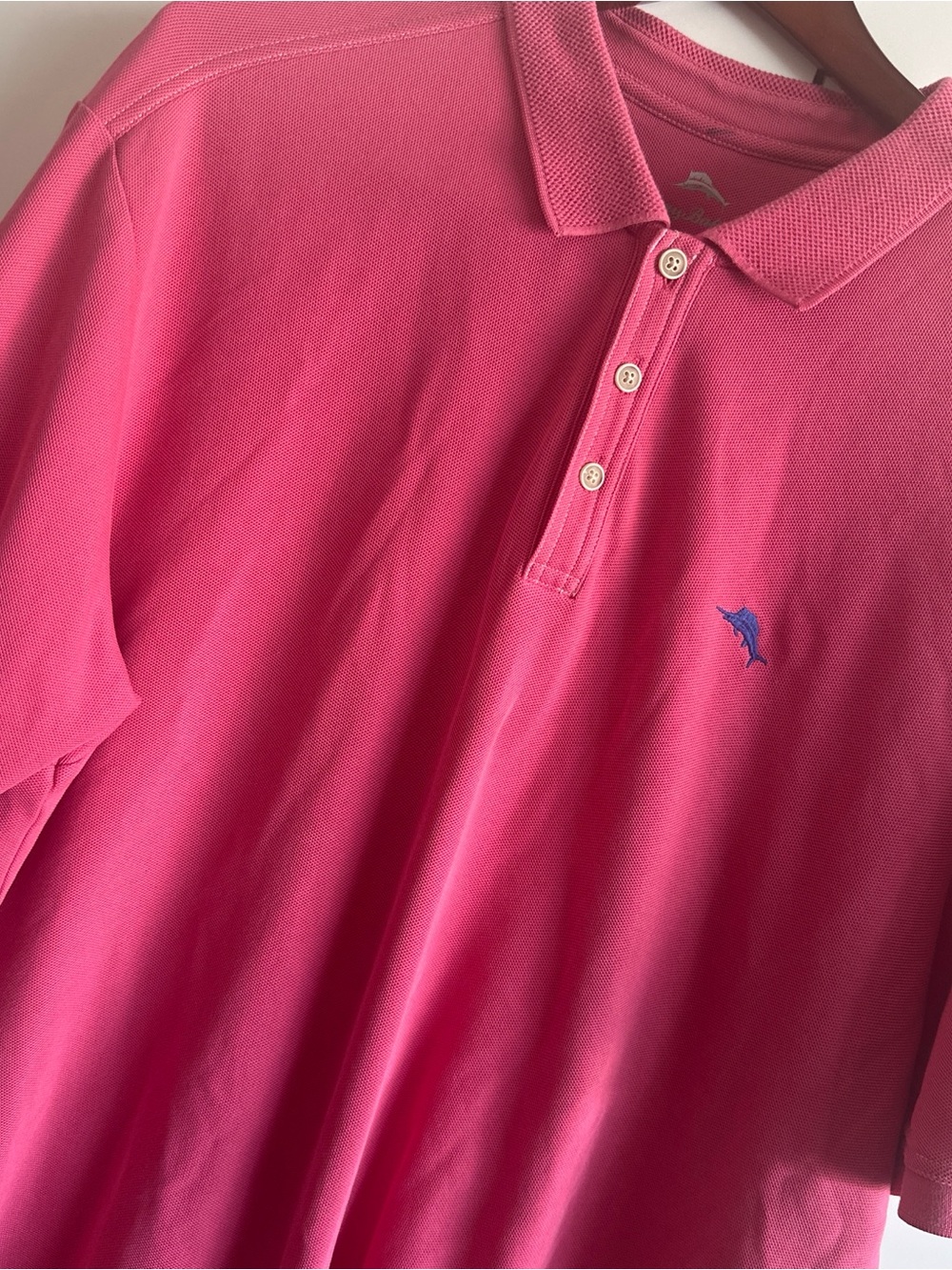 Tommy Bahama Pink Polo with Blue Marlin Logo